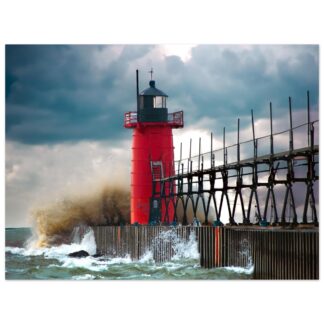 South Haven Lighthouse – Wave Impact – Color - 30×40 Print